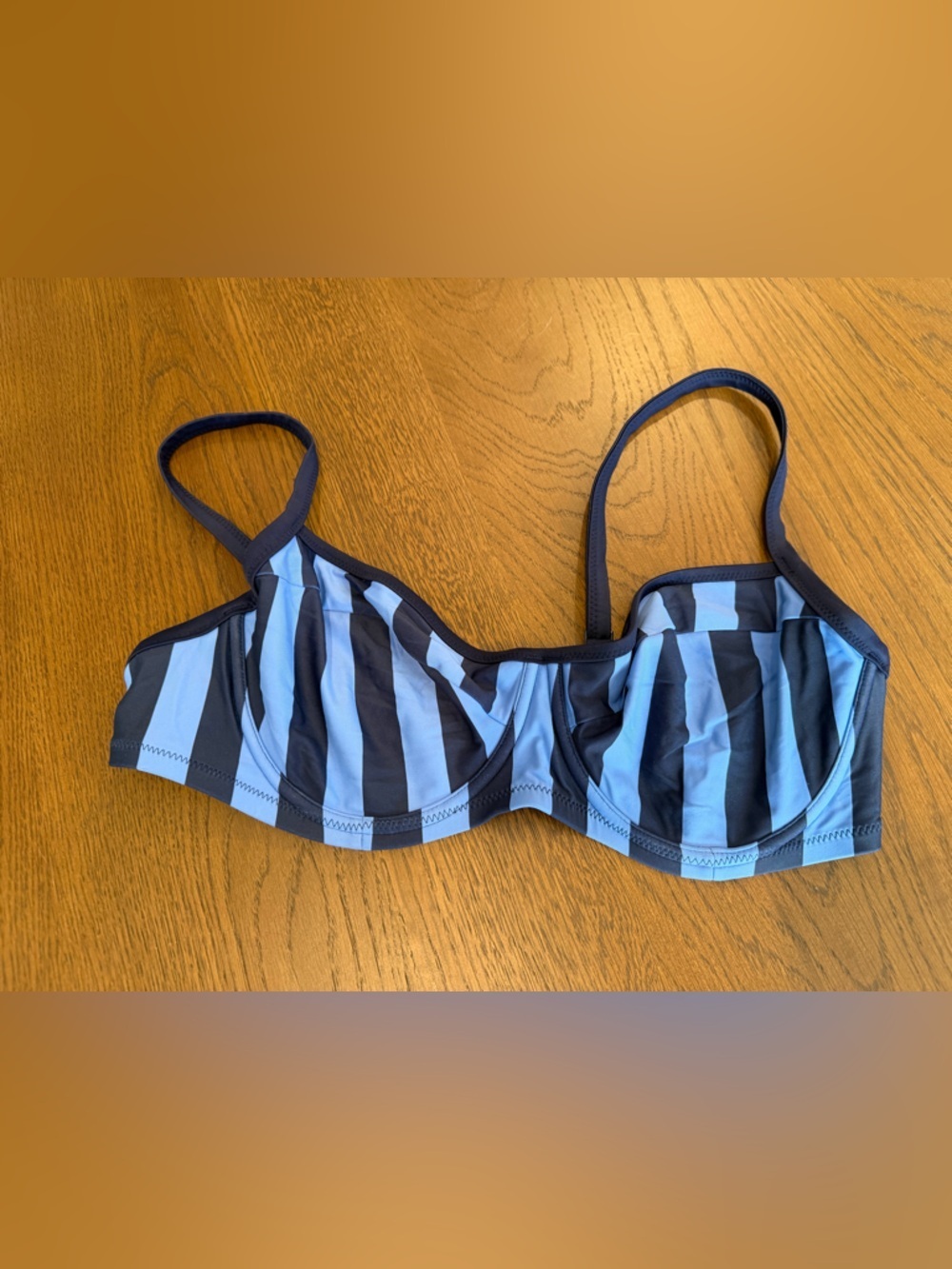 aerie Blue and Navy Striped Bikini Top